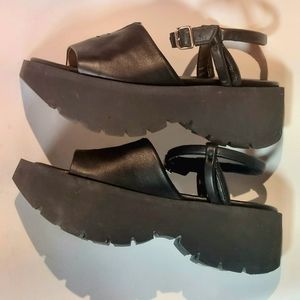 Patrizia Bonfanti black leather flatform sandals, EU41, NWT